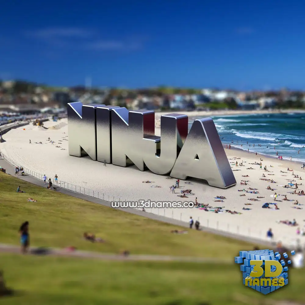 ninja in Bondi Beach style - 3D name wallpaper