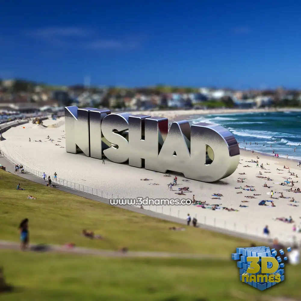 nishad in Bondi Beach style - 3D name wallpaper