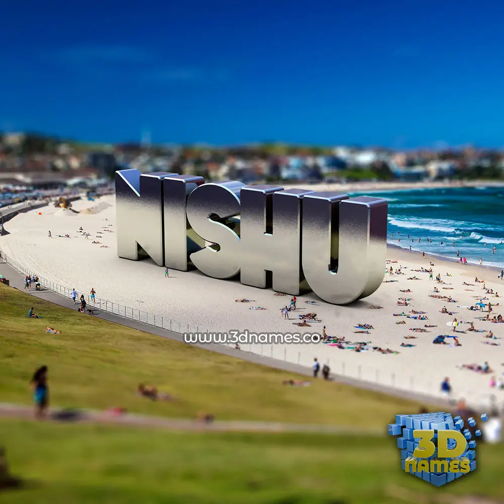 nishu in Bondi Beach style - 3D name wallpaper
