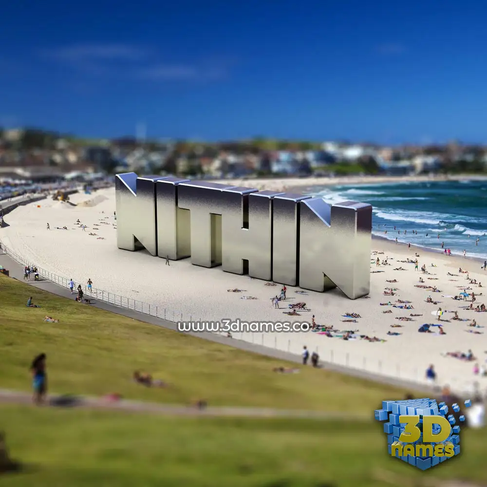 nithin in Bondi Beach style - 3D name wallpaper