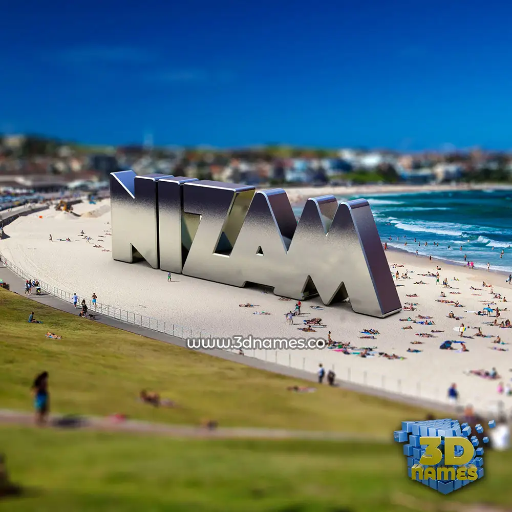 nizam in Bondi Beach style - 3D name wallpaper