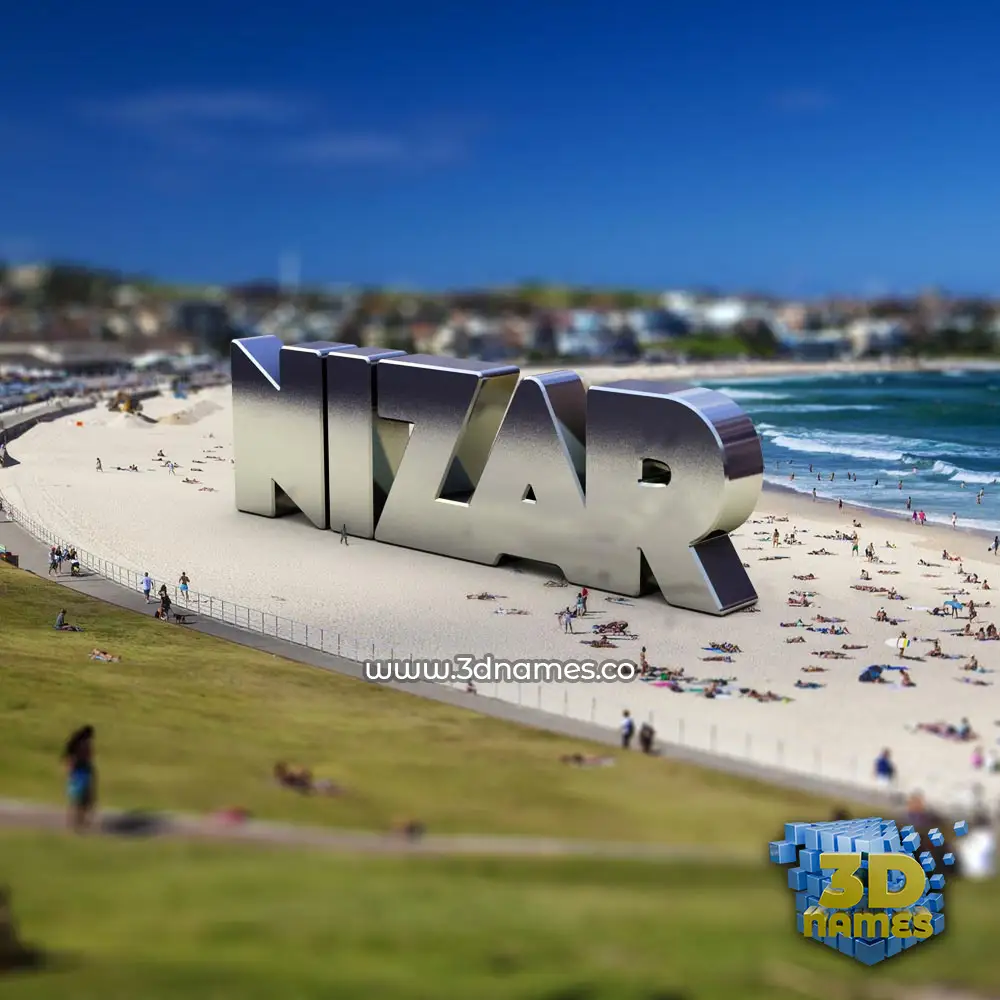 nizar in Bondi Beach style - 3D name wallpaper