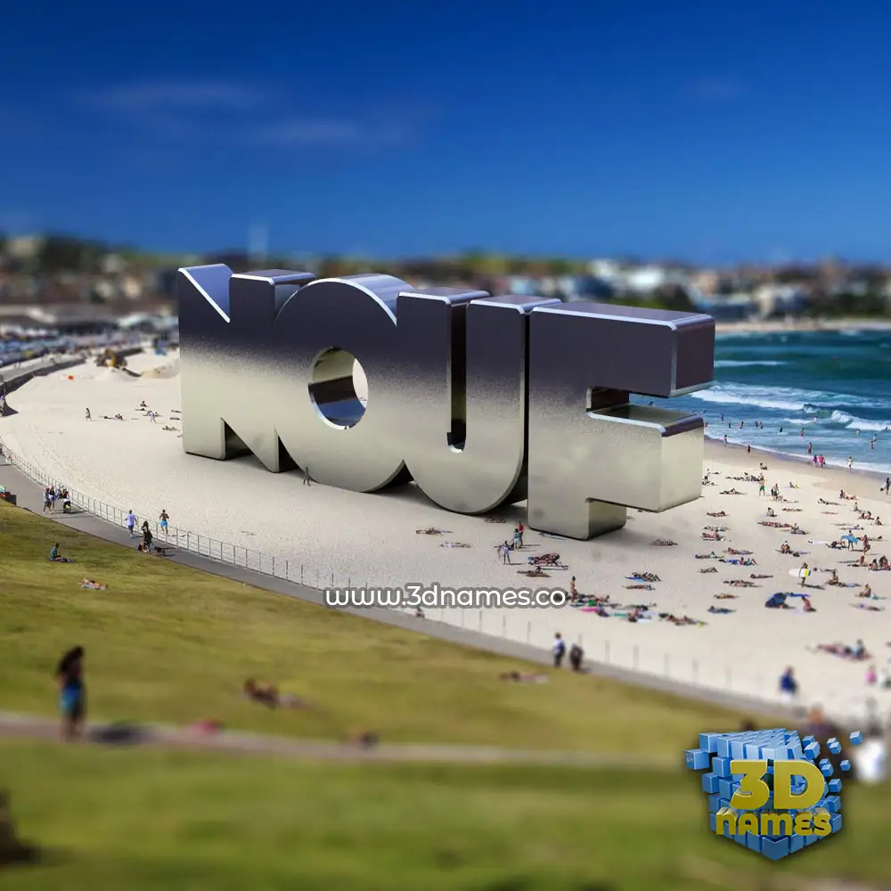 nouf in Bondi Beach style - 3D name wallpaper