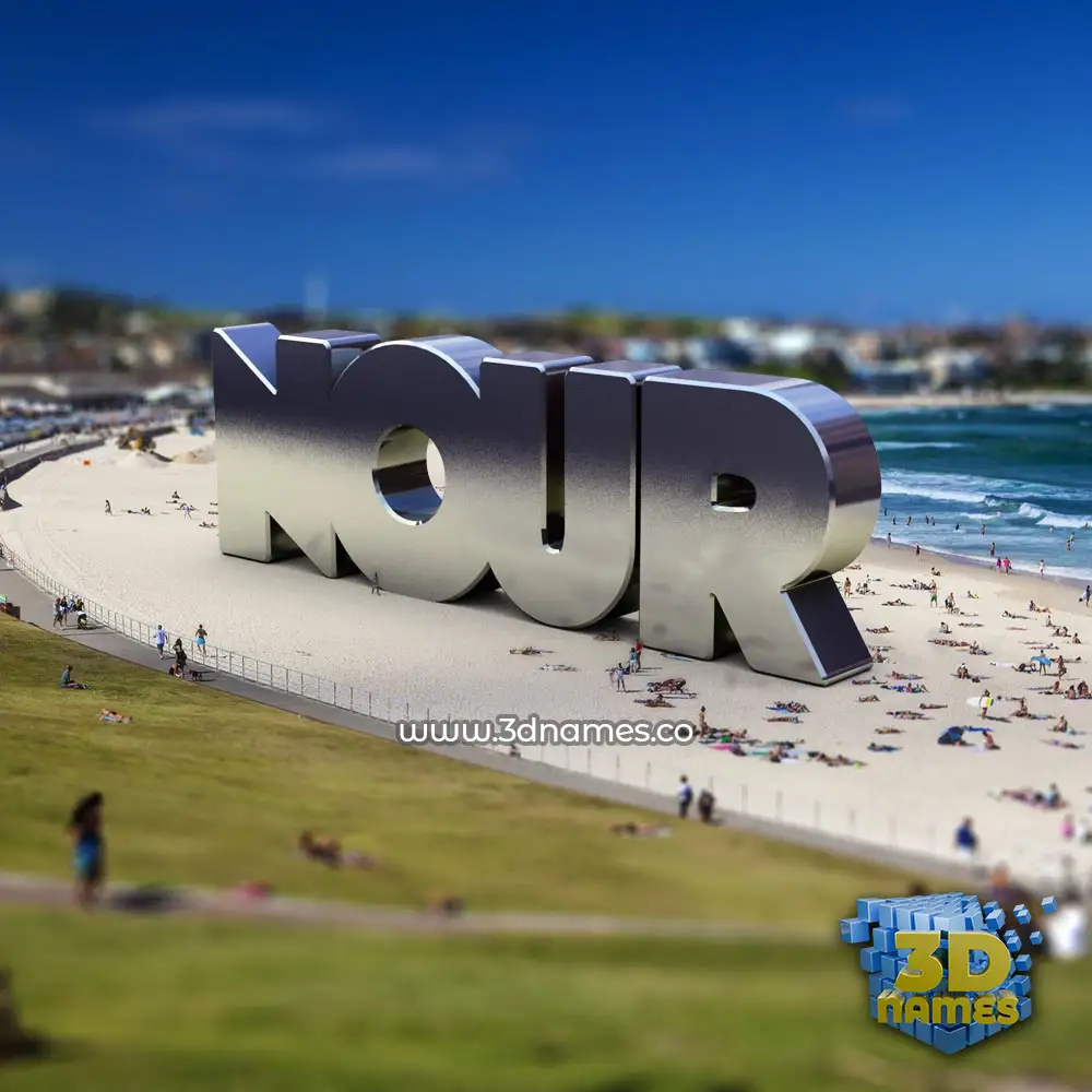 nour in Bondi Beach style - 3D name wallpaper