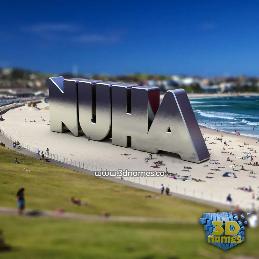 nuha in Bondi Beach style - 3D name wallpaper