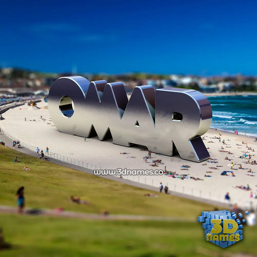omar in Bondi Beach style - 3D name wallpaper
