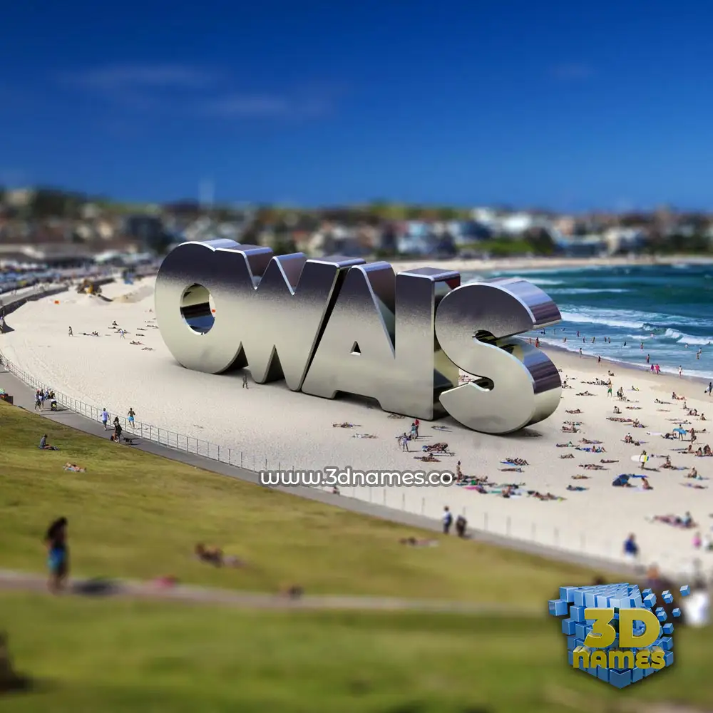 owais in Bondi Beach style - 3D name wallpaper