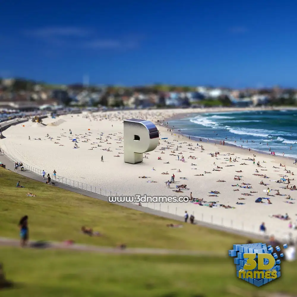 p in Bondi Beach style - 3D name wallpaper