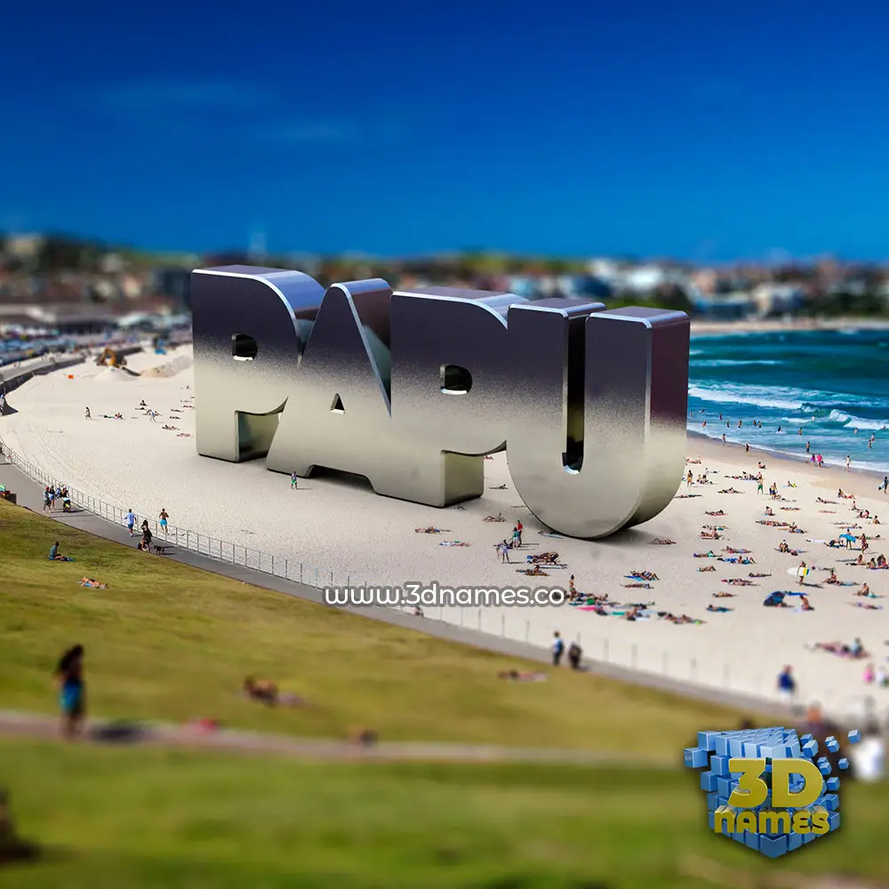 papu in Bondi Beach style - 3D name wallpaper