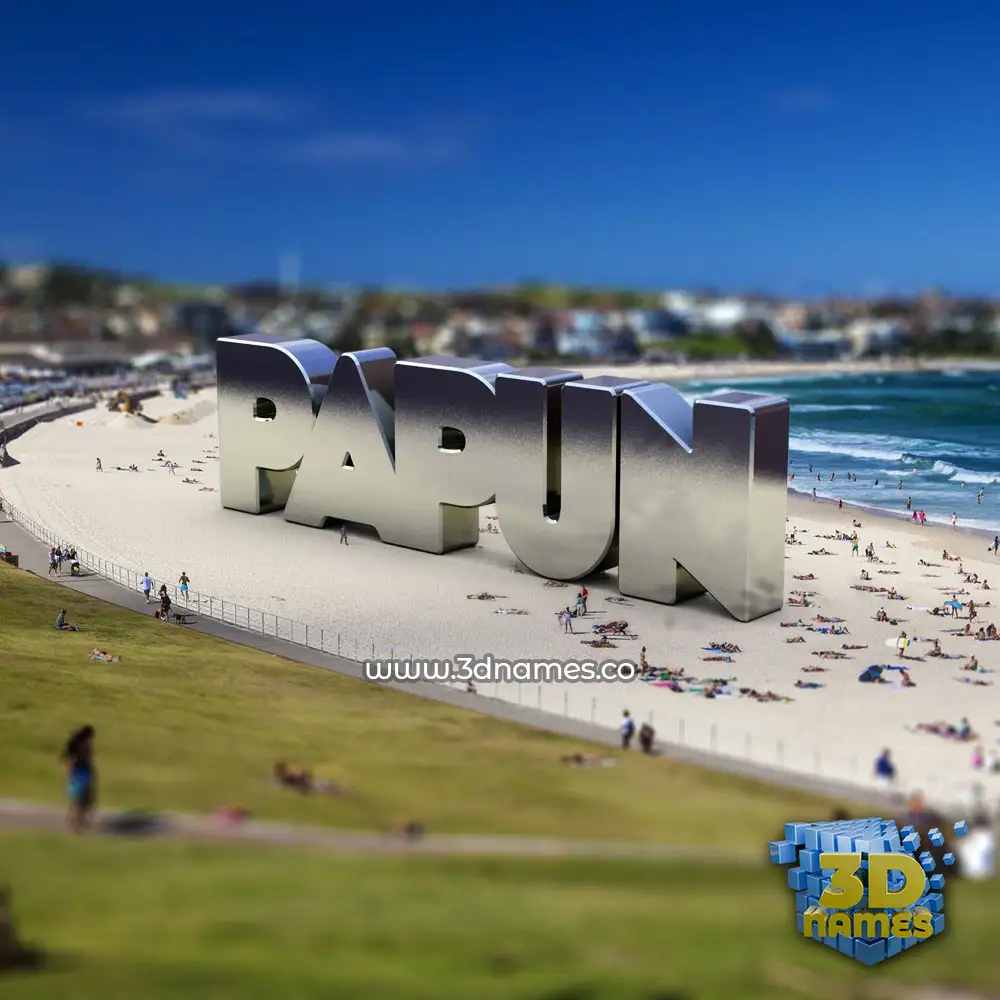 papun in Bondi Beach style - 3D name wallpaper