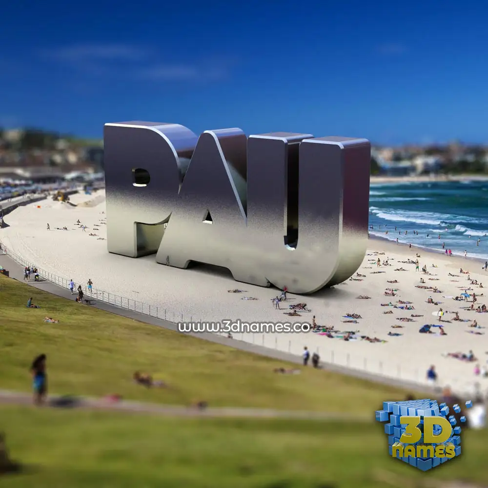 pau in Bondi Beach style - 3D name wallpaper