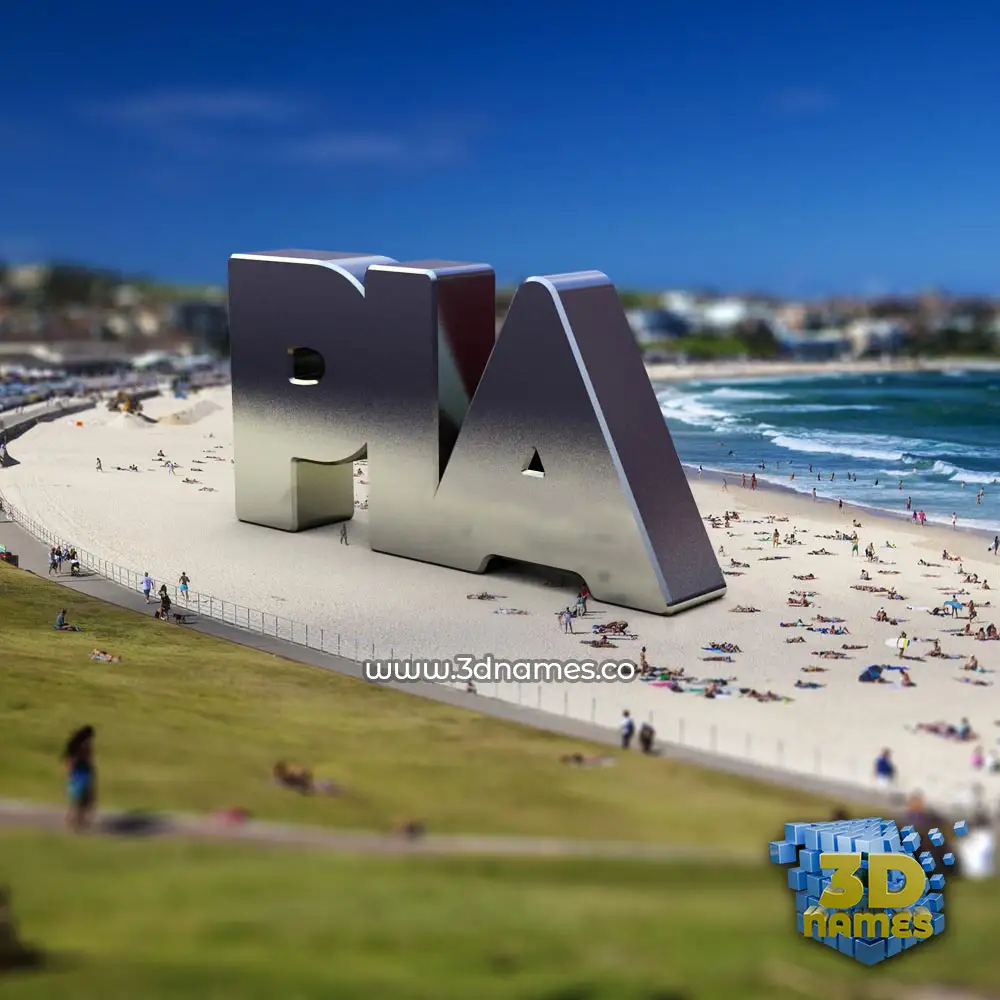 pia in Bondi Beach style - 3D name wallpaper