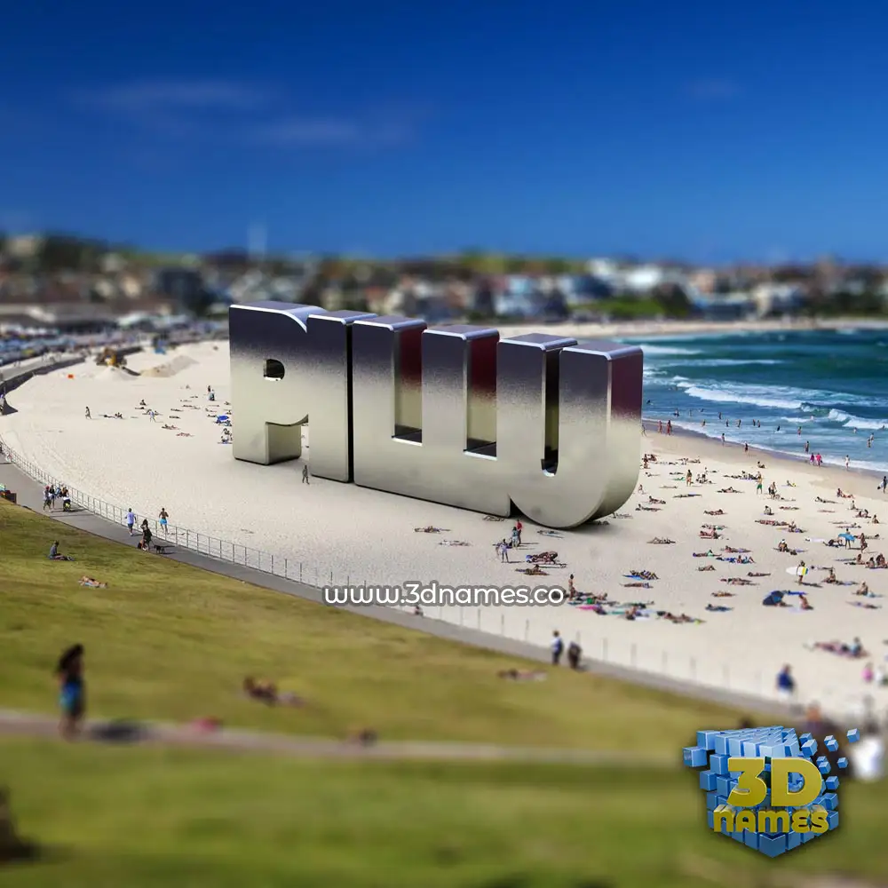 pillu in Bondi Beach style - 3D name wallpaper