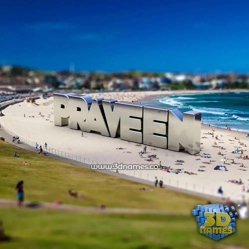 praveen in Bondi Beach style - 3D name wallpaper