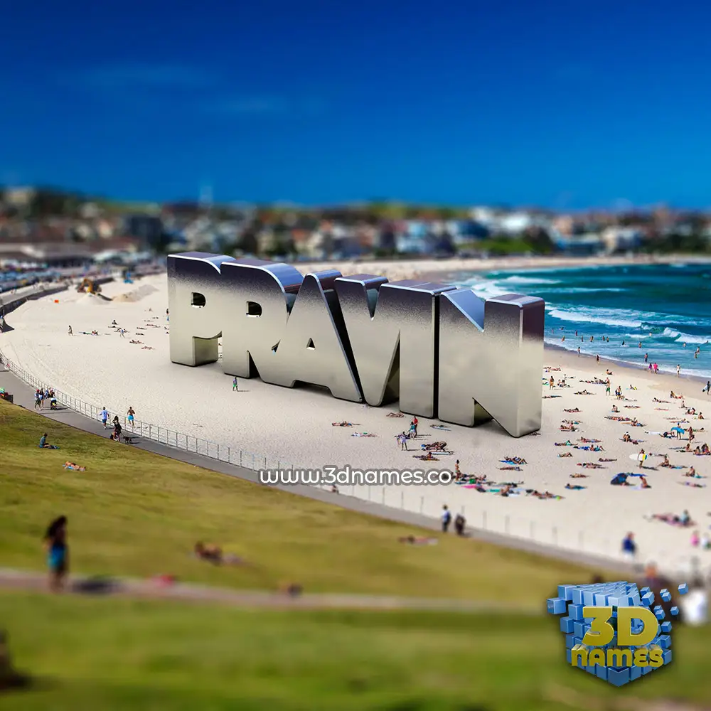 pravin in Bondi Beach style - 3D name wallpaper