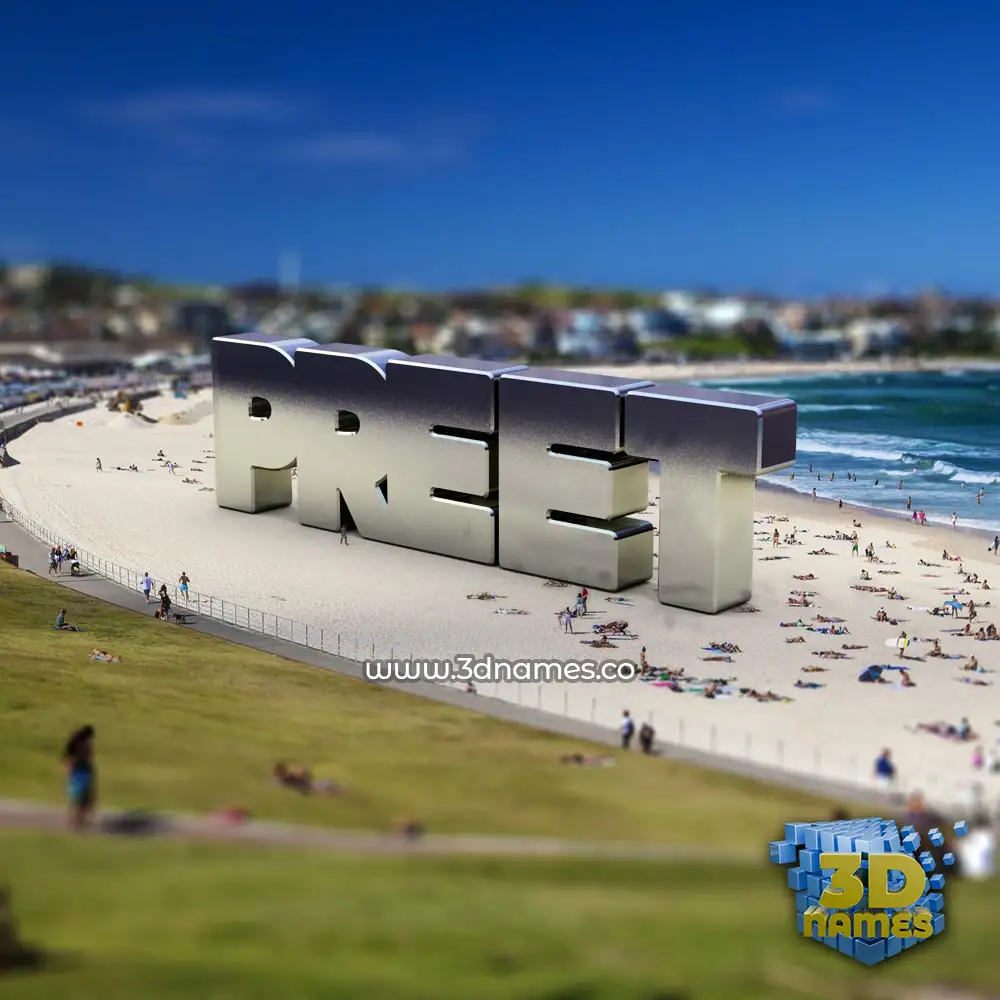 preet in Bondi Beach style - 3D name wallpaper