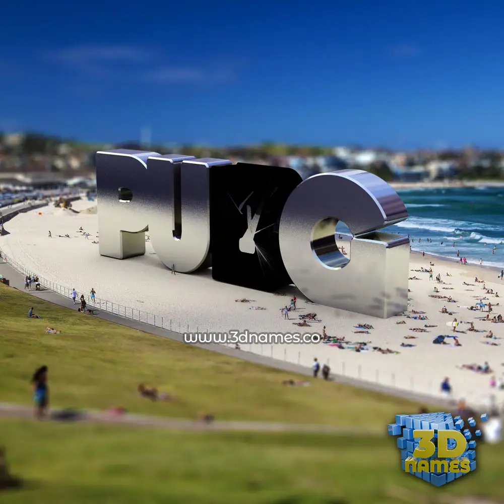 pubg in Bondi Beach style - 3D name wallpaper