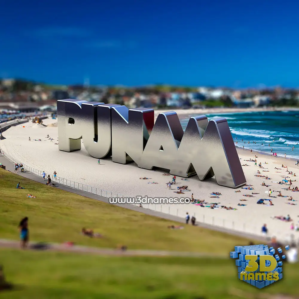 punam in Bondi Beach style - 3D name wallpaper