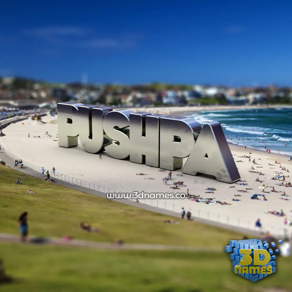 pushpa in Bondi Beach style - 3D name wallpaper