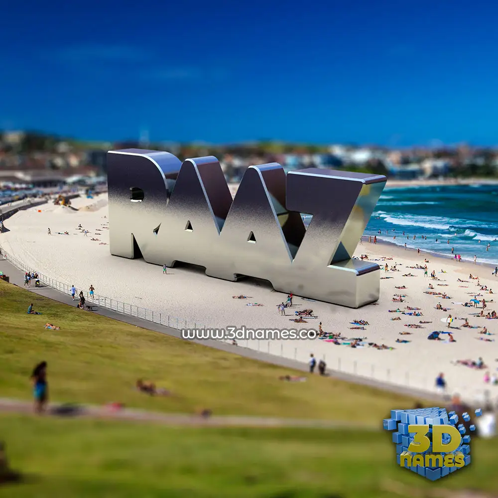 raaz in Bondi Beach style - 3D name wallpaper