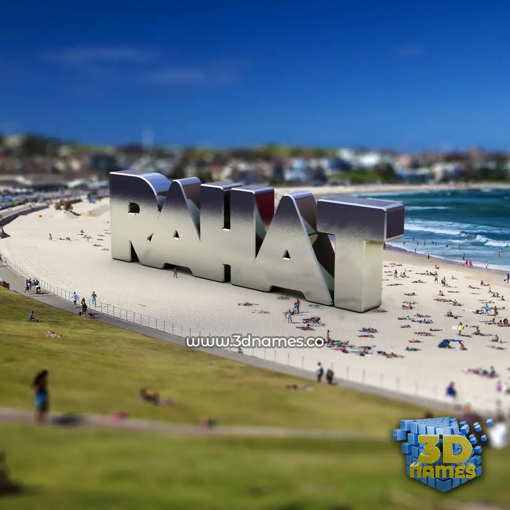 rahat in Bondi Beach style - 3D name wallpaper