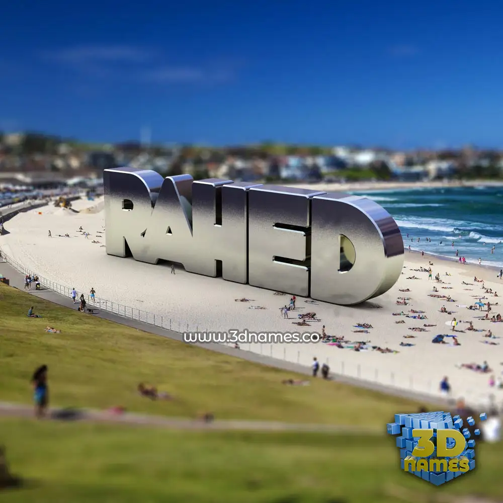 rahed in Bondi Beach style - 3D name wallpaper