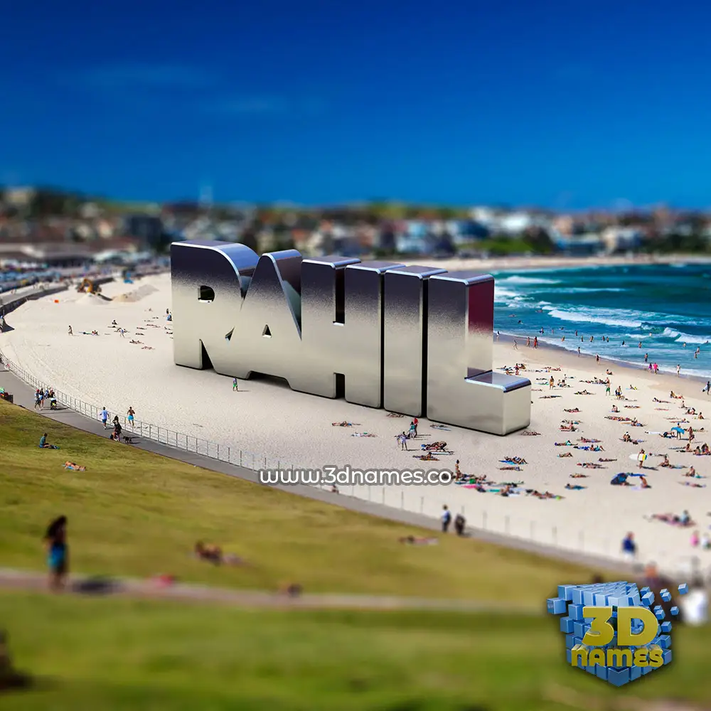 rahil in Bondi Beach style - 3D name wallpaper