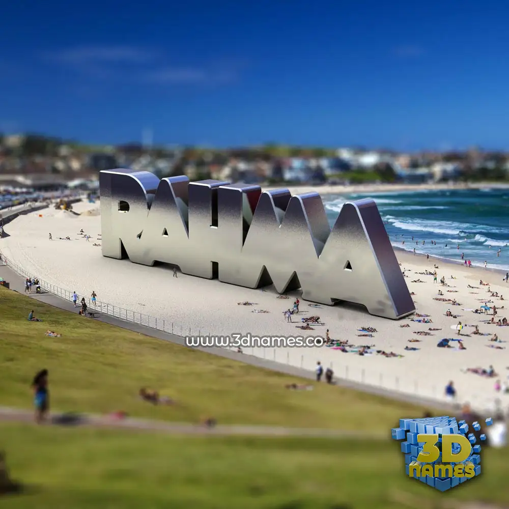 rahma in Bondi Beach style - 3D name wallpaper