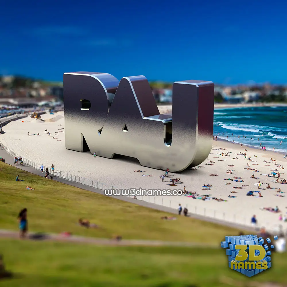 raj in Bondi Beach style - 3D name wallpaper
