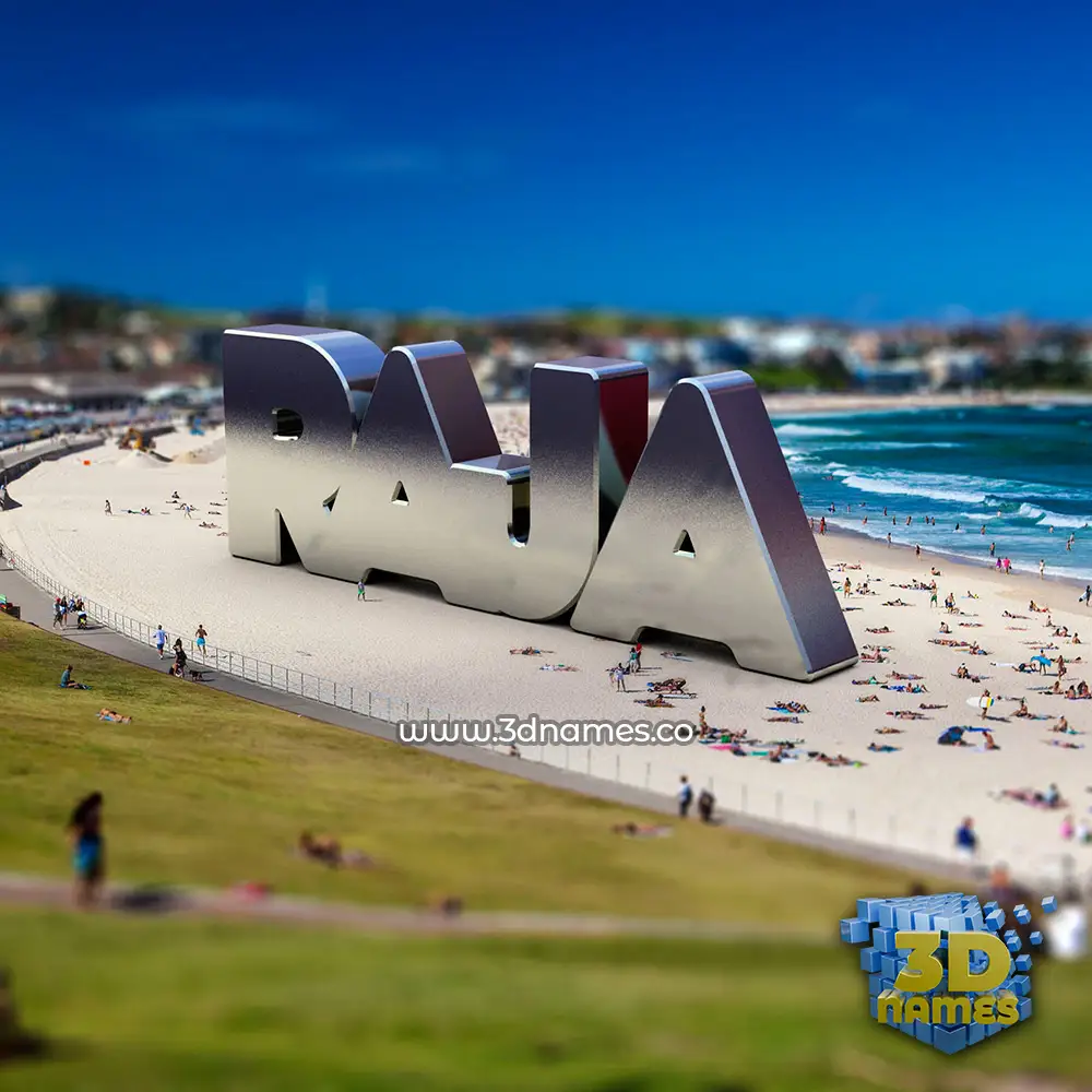 raja in Bondi Beach style - 3D name wallpaper