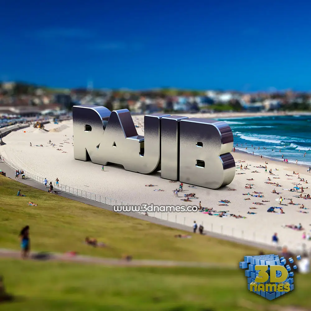 rajib in Bondi Beach style - 3D name wallpaper
