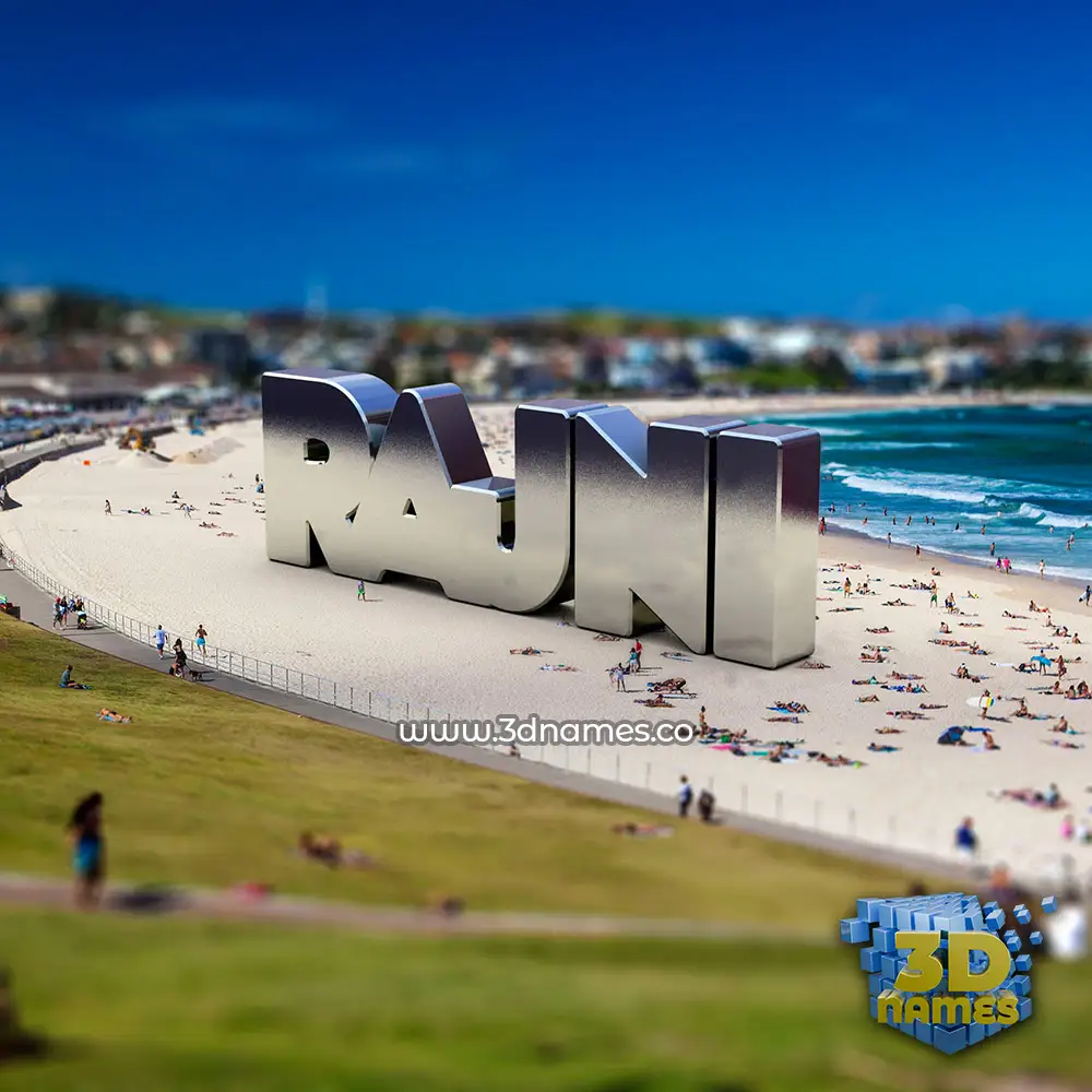 rajni in Bondi Beach style - 3D name wallpaper