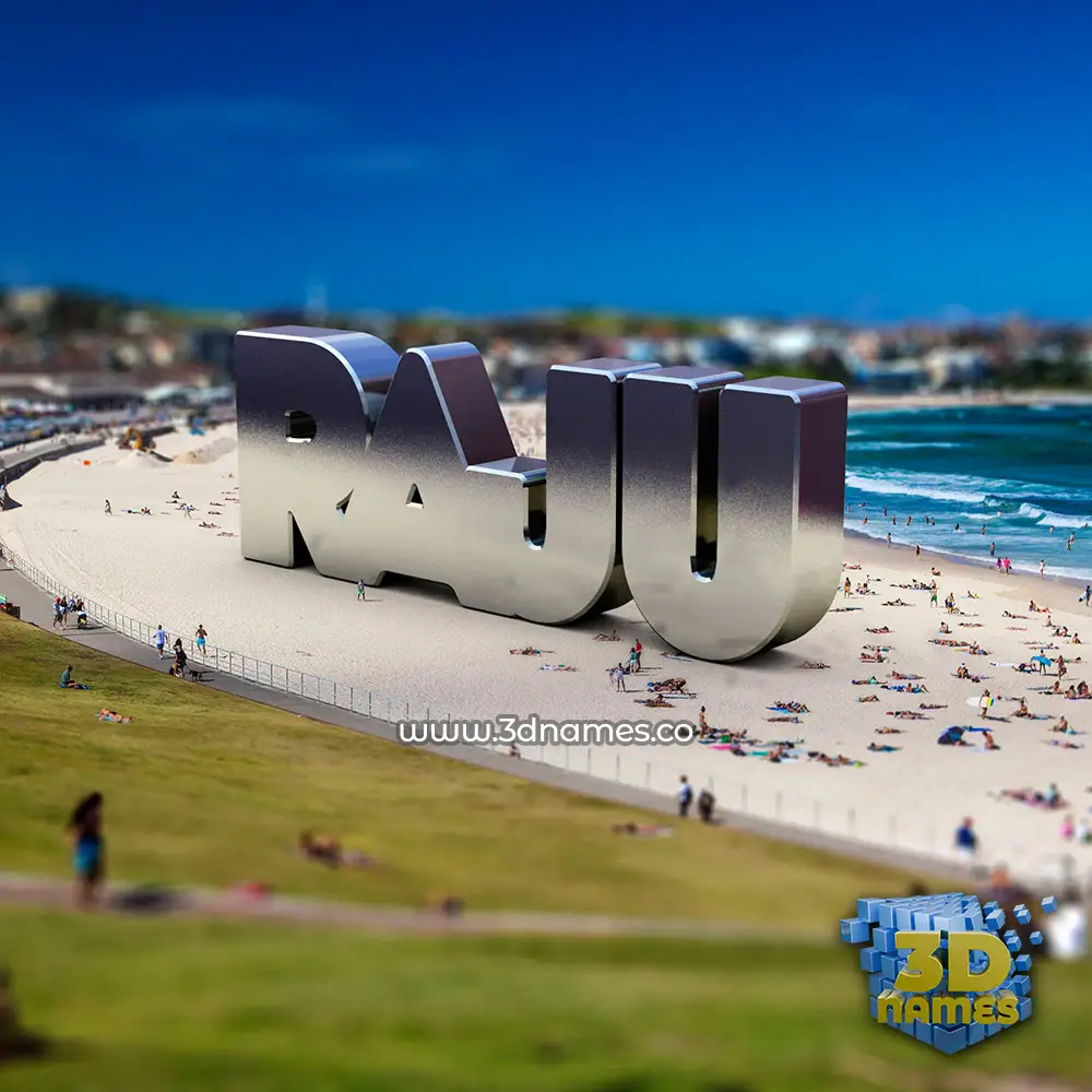 raju in Bondi Beach style - 3D name wallpaper