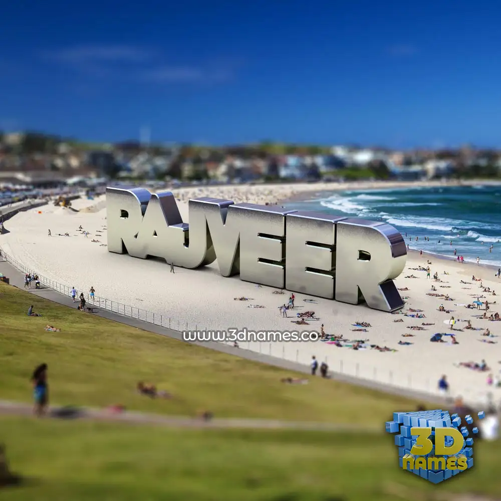 rajveer in Bondi Beach style - 3D name wallpaper
