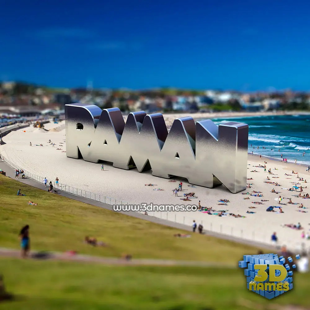 raman in Bondi Beach style - 3D name wallpaper