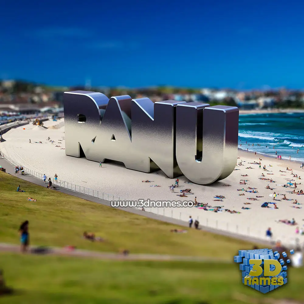 ranu in Bondi Beach style - 3D name wallpaper