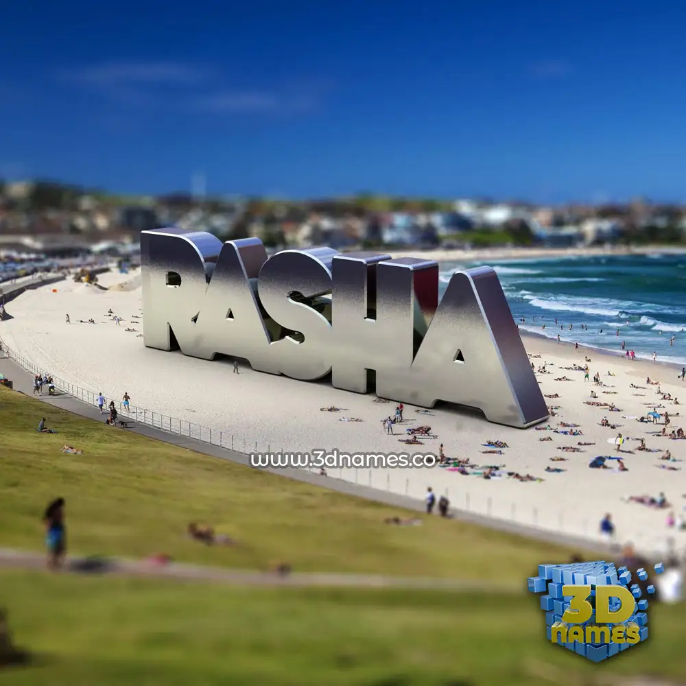 rasha in Bondi Beach style - 3D name wallpaper