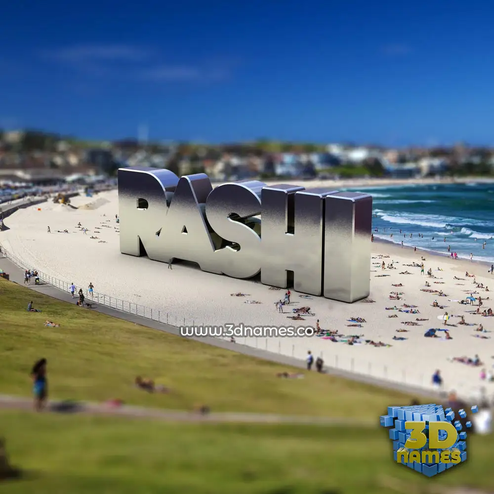rashi in Bondi Beach style - 3D name wallpaper