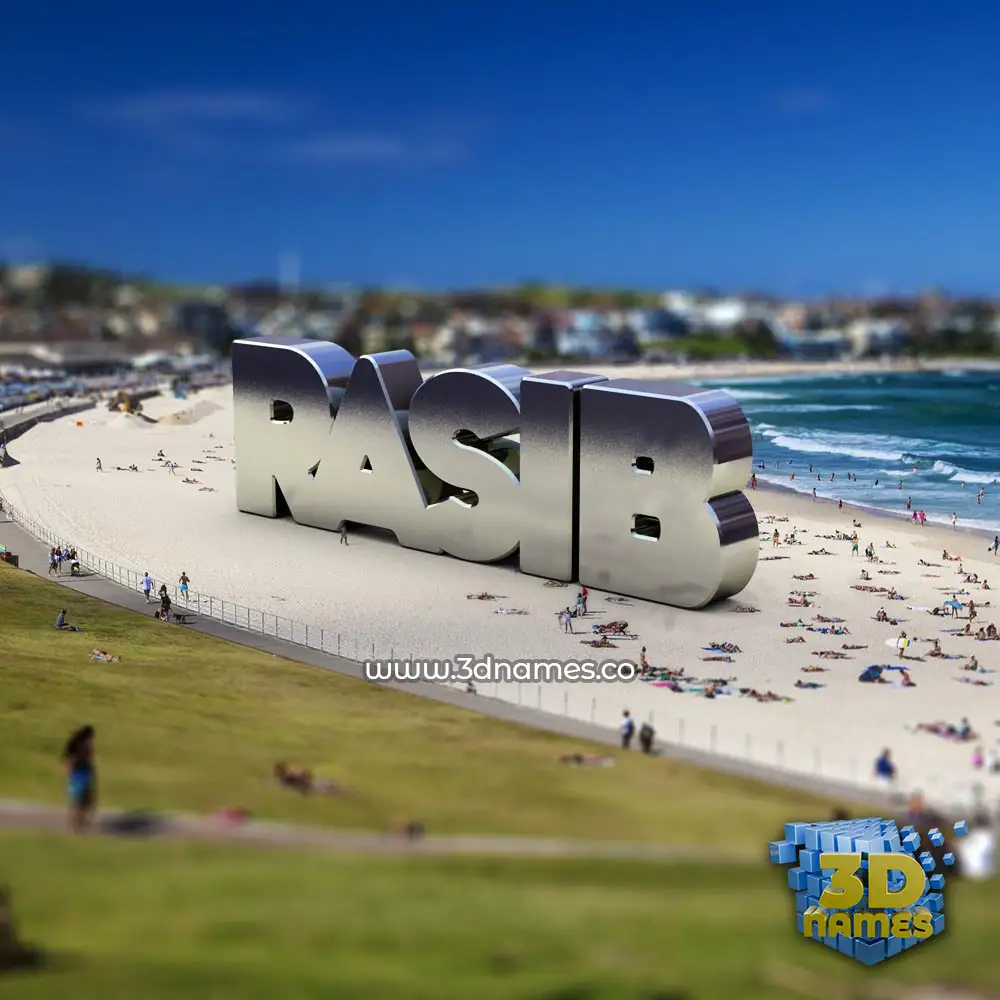 rasib in Bondi Beach style - 3D name wallpaper