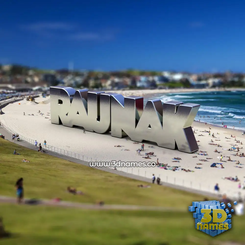 raunak in Bondi Beach style - 3D name wallpaper