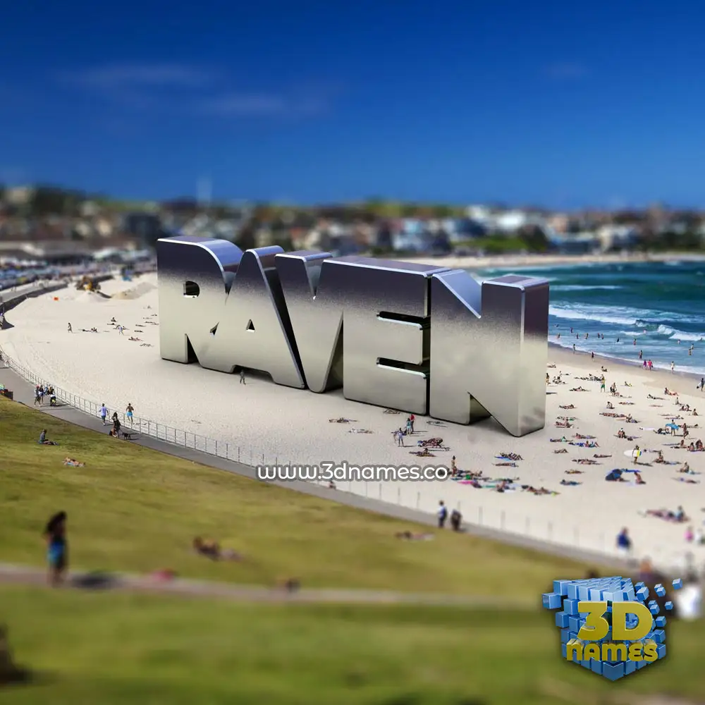 raven in Bondi Beach style - 3D name wallpaper