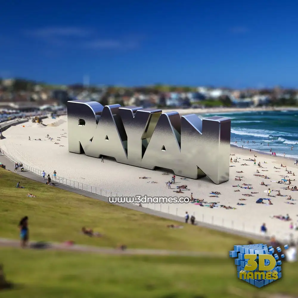 rayan in Bondi Beach style - 3D name wallpaper