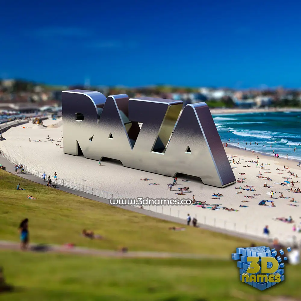raza in Bondi Beach style - 3D name wallpaper