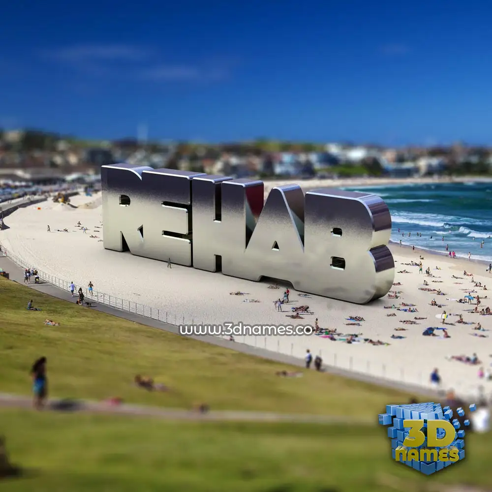 rehab in Bondi Beach style - 3D name wallpaper