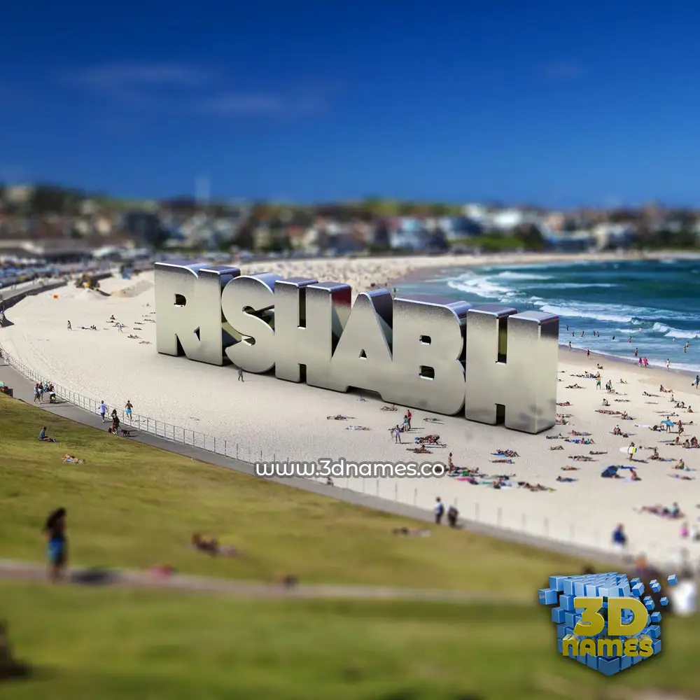 rishabh in Bondi Beach style - 3D name wallpaper