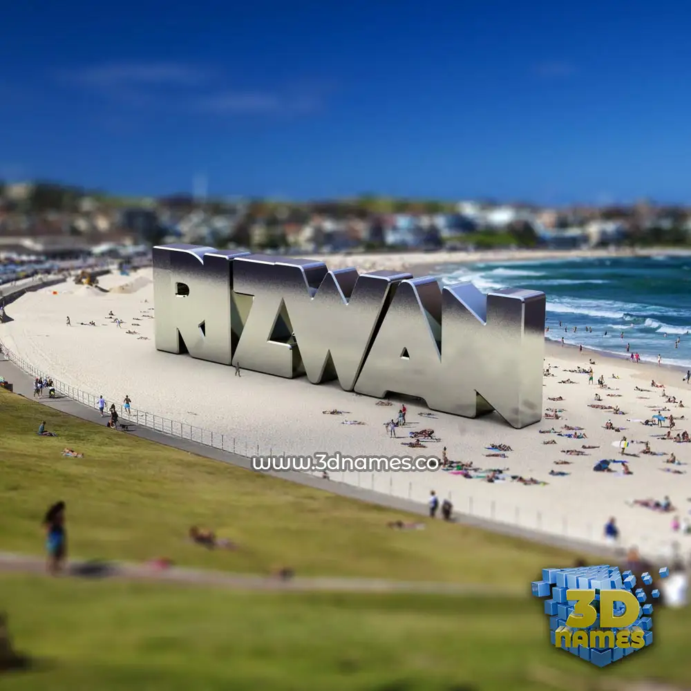 rizwan in Bondi Beach style - 3D name wallpaper