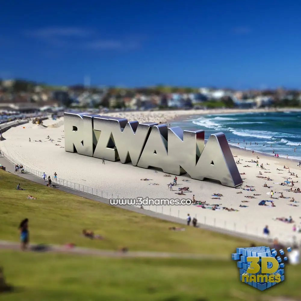 rizwana in Bondi Beach style - 3D name wallpaper