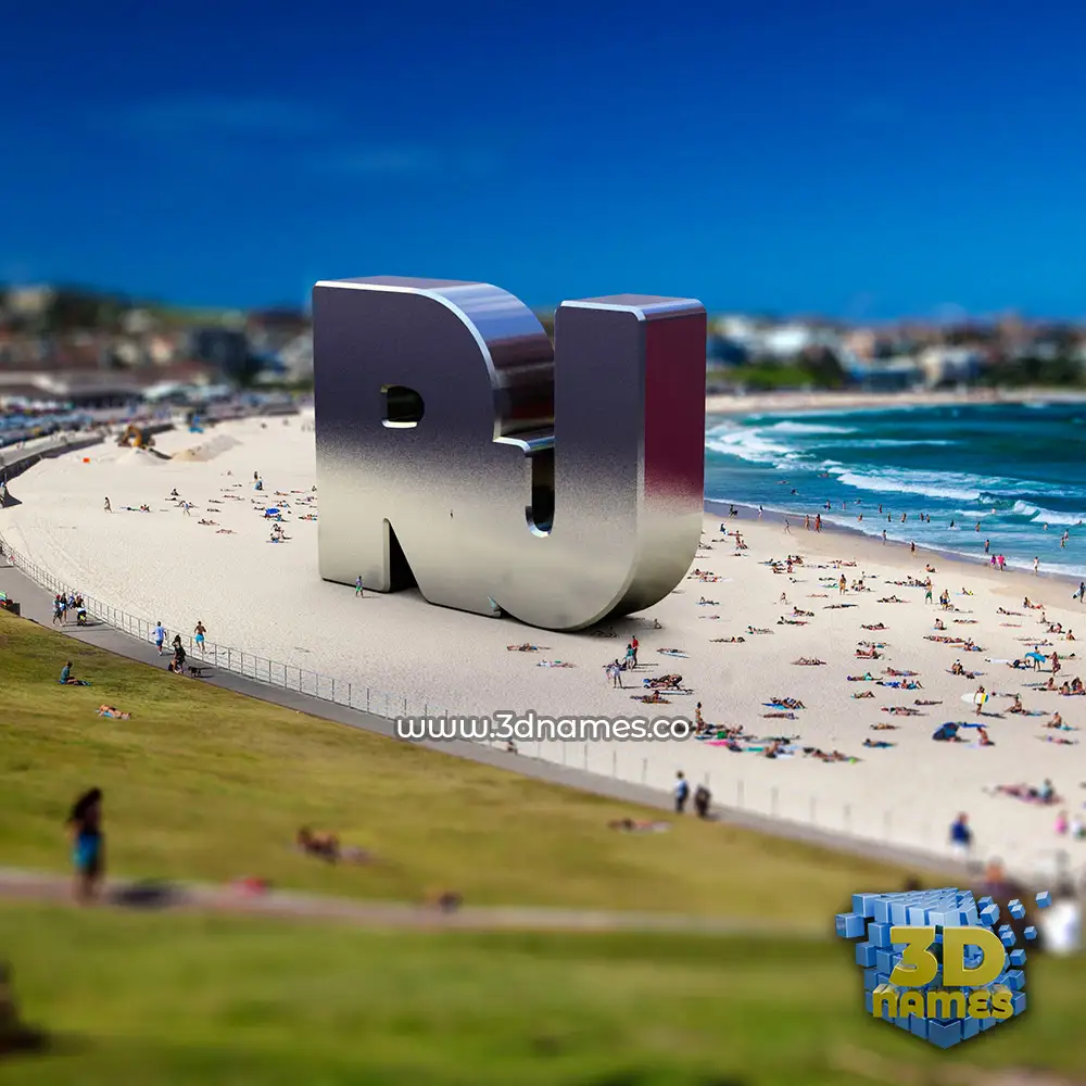 rj in Bondi Beach style - 3D name wallpaper