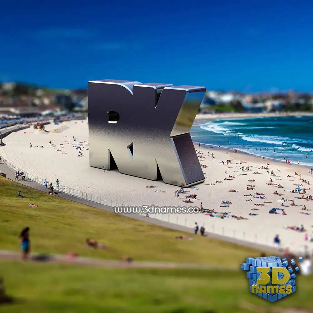 rk in Bondi Beach style - 3D name wallpaper