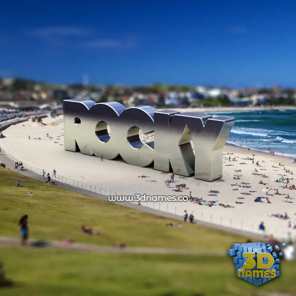 rocky in Bondi Beach style - 3D name wallpaper